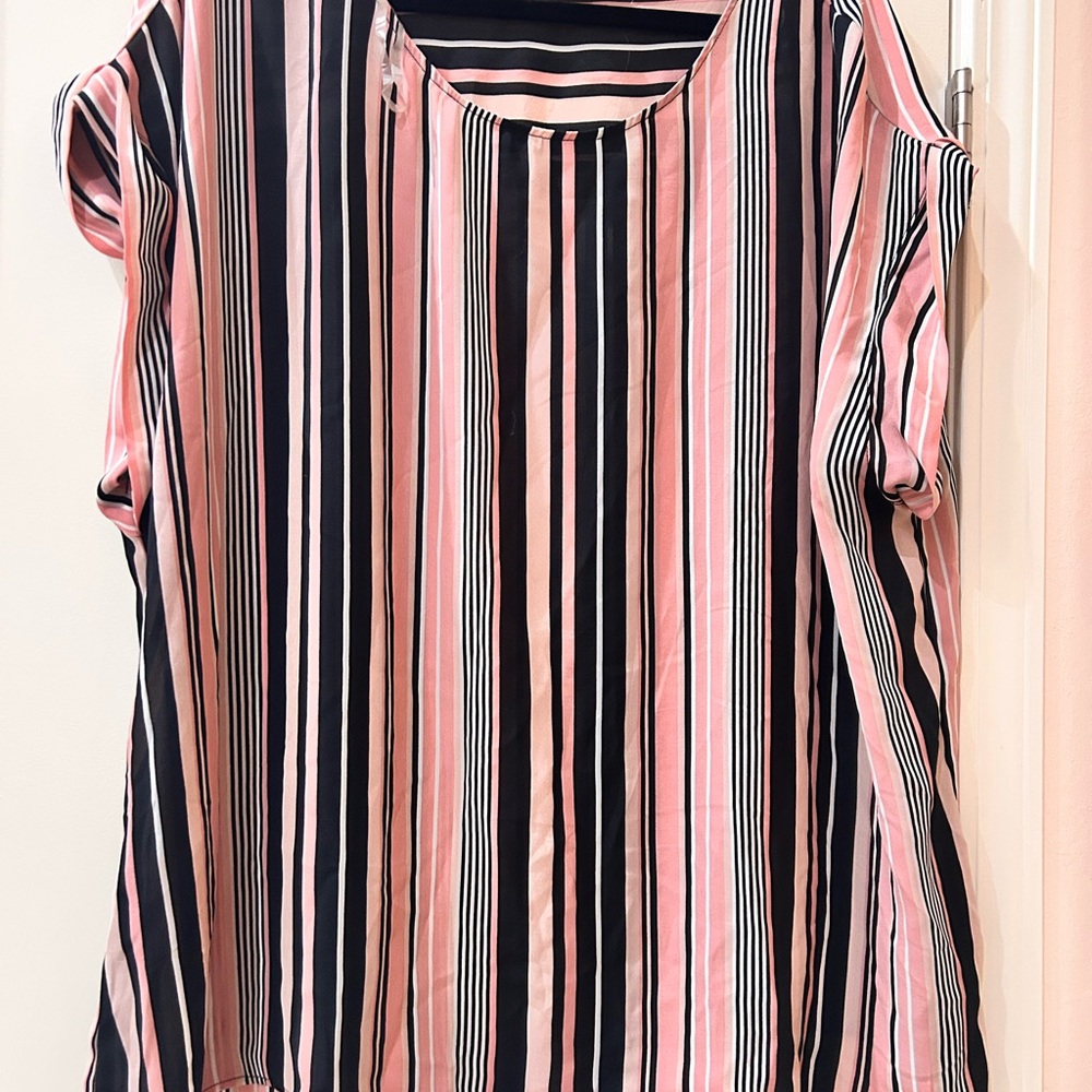 Striped Pink and Black Women's Top